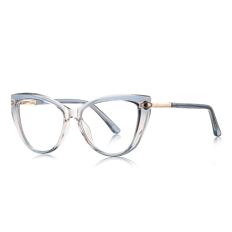 Hexagon Clasp Cat Eye Blue Light Blocking Glasses in Ice Blue