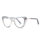Hexagon Clasp Cat Eye Blue Light Blocking Glasses in Ice Blue