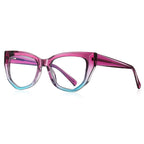 Prism Cat Eye Blue Light Blocking Glasses in Magenta Pink to Cyan Teal Ombre