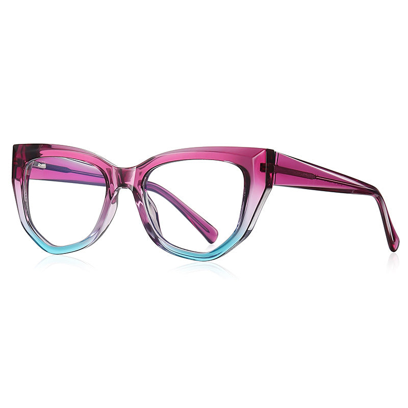 Prism Cat Eye Blue Light Blocking Glasses in Magenta Pink to Cyan Teal Ombre