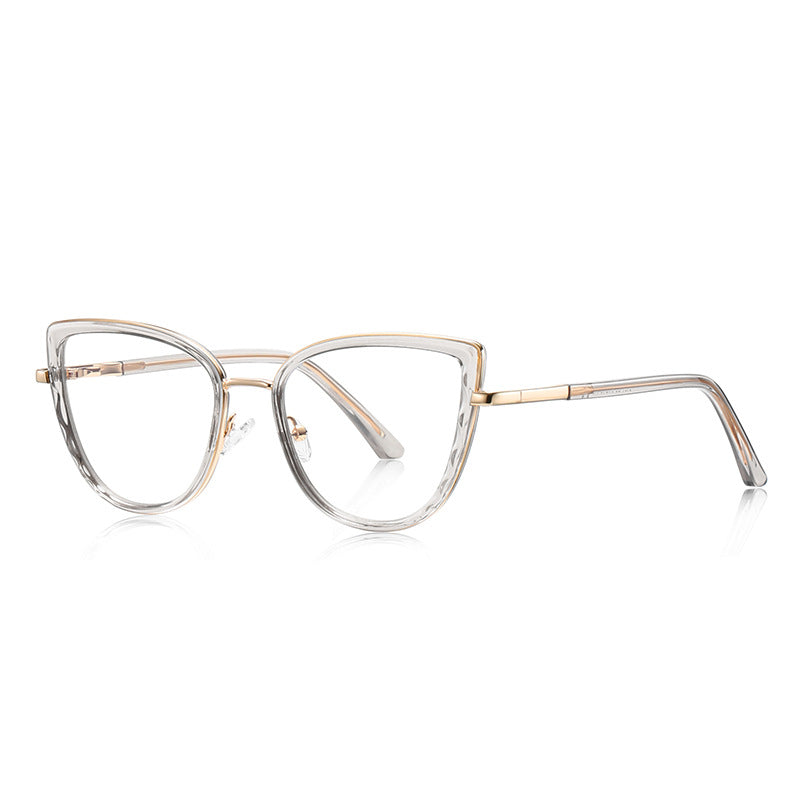 Metal Bridge Cat Eye Blue Light Blocking Glasses in Ice Blue