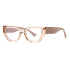 Chevron Quilted Cat Eye Blue Light Blocking Glasses in Translucent Champagne Nude