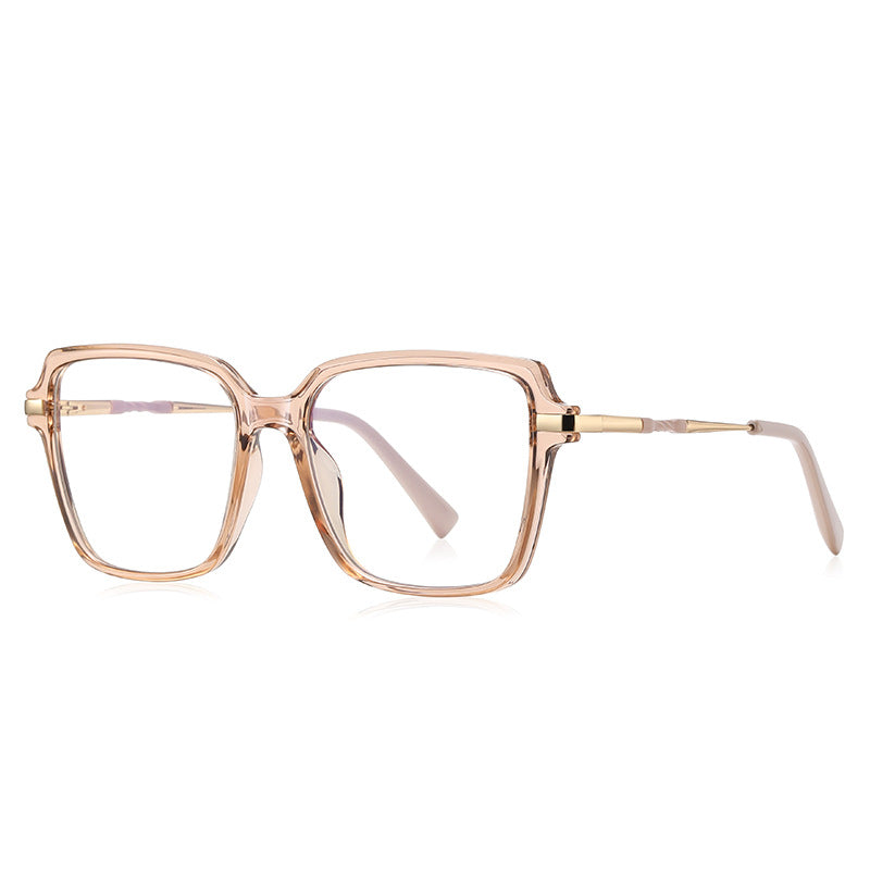Oversized Square Blue Light Blocking Glasses in Champagne Nude