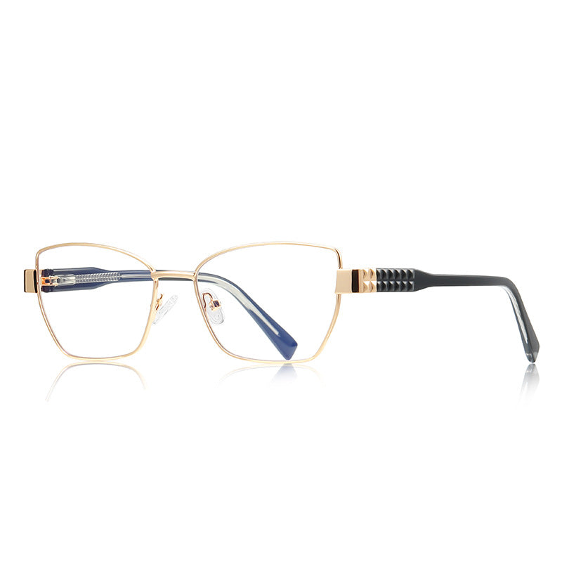 Pyramid Stud Butterfly Blue Light Blocking Glasses in Gold & Navy