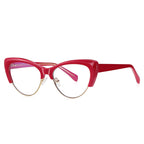 Winged Browline Cat Eye Blue Light Blocking Glasses in Cherry Ruby Red