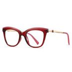 Two-Tone Brow Butterfly Blue Light Blocking Glasses in Crimson Wine & Deep Red Brow