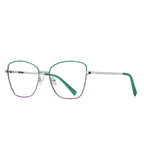 Enamel Wire Butterfly Blue Light Blocking Glasses in Silver & Emerald Green Enamel
