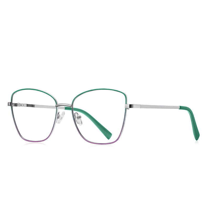 Enamel Wire Butterfly Blue Light Blocking Glasses in Silver & Emerald Green Enamel