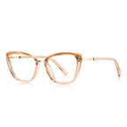Gold Brow Trim Cat Eye Blue Light Blocking Glasses in Champagne Nude Peach
