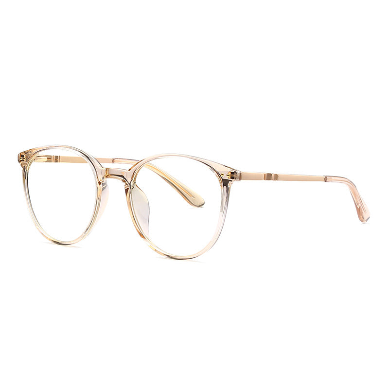 Vintage Keyhole Round Blue Light Blocking Glasses in Translucent Champagne