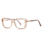 Gold Accent Square Blue Light Blocking Glasses in Champagne Nude & Gold