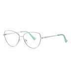 LENSVA Winged Wire Cat Eye Spring Hinge Glasses in Silver & Mint Green