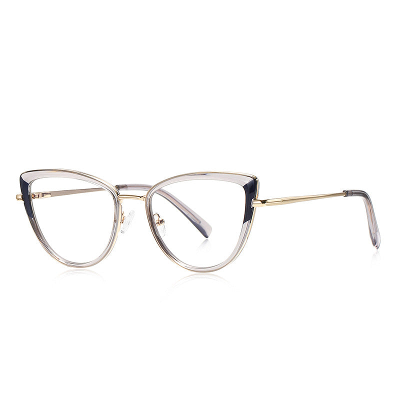 Wingtip Inset Cat Eye Blue Light Blocking Glasses in Smoke Grey & Royal Blue