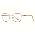 Beaded Temple Butterfly Blue Light Blocking Glasses in Gold with Blush Pink Enamel