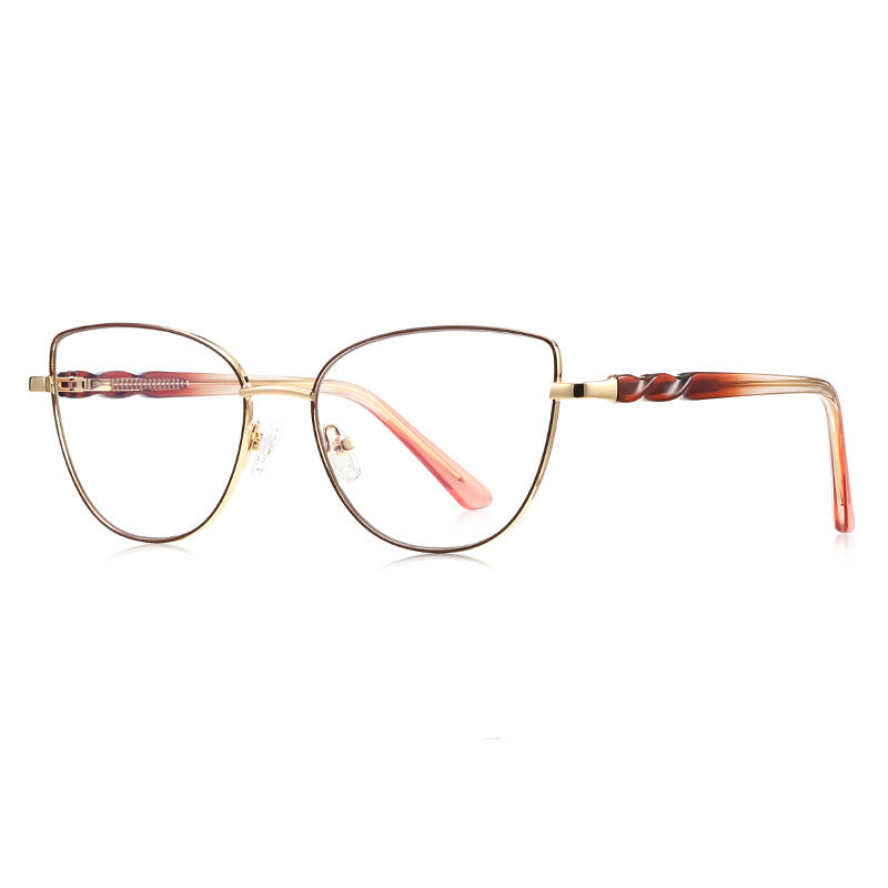 Twisted Temple Butterfly Blue Light Blocking Glasses in Gold with Brown Tortoiseshell Enamel Rim