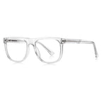 Herringbone Temple Square Blue Light Blocking Glasses in Matte Black