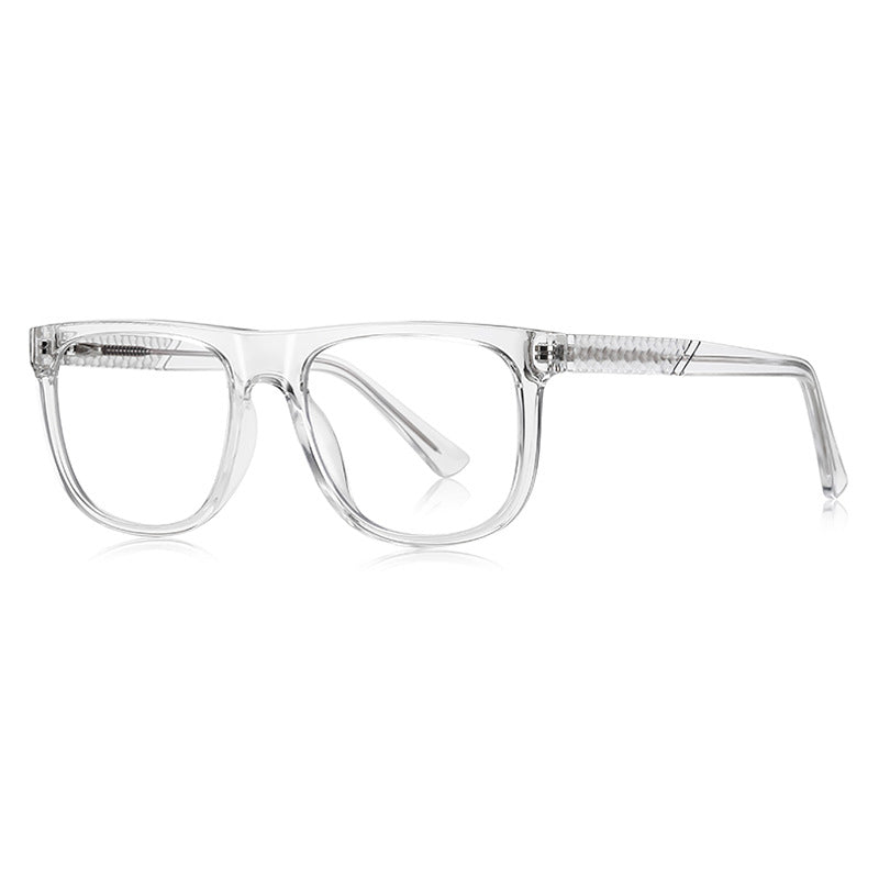 Herringbone Temple Square Blue Light Blocking Glasses in Matte Black
