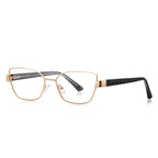 Filigree Metal Cat Eye Blue Light Blocking Glasses in Pale Gold & Black