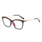 Striped Hinge Cat Eye Blue Light Blocking Glasses in Translucent Burgundy Red & Gold
