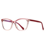 Braided Temple Cat Eye Blue Light Blocking Glasses in Translucent Ruby Pink