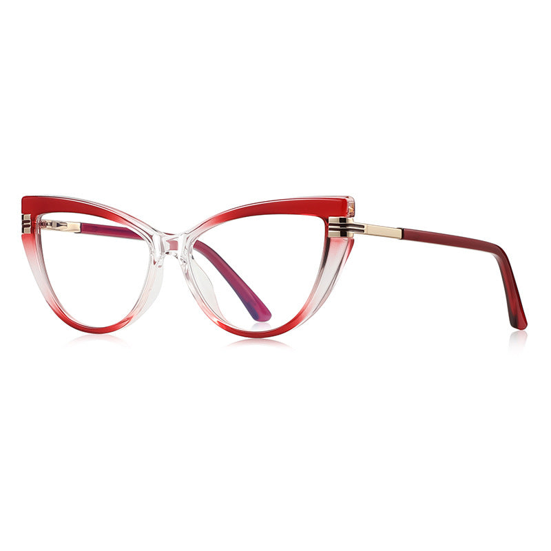 Winged Cat Eye Blue Light Blocking Glasses in Ruby Red Gradient