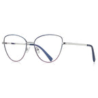 Enamel Rim Metal Cat Eye Blue Light Blocking Glasses in Silver with Slate Blue Enamel Rim