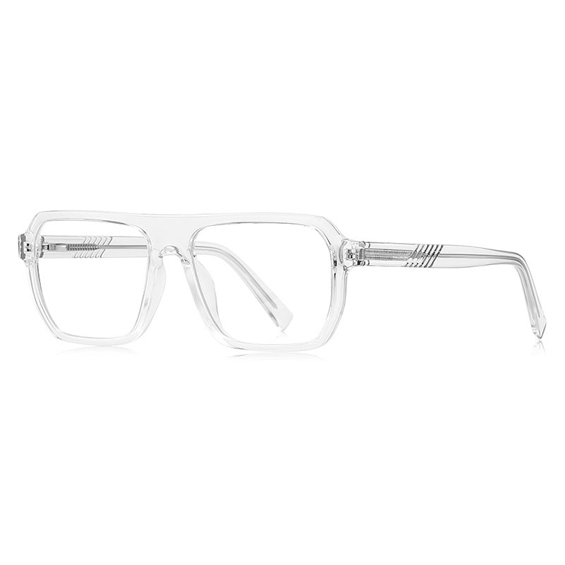 Grooved Temple Navigator Blue Light Blocking Glasses in Crystal Clear