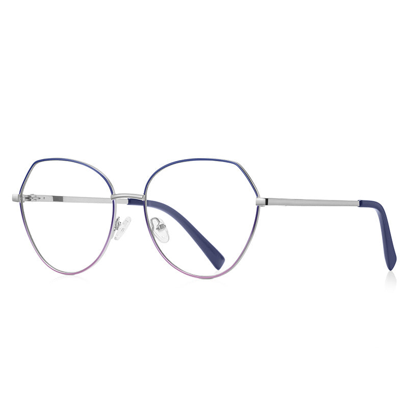 Enamel Brow Geometric Spring Hinge Blue Light Blocking Glasses in Yellow Gold with Black Enamel Brow