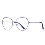 Enamel Brow Geometric Spring Hinge Blue Light Blocking Glasses in Yellow Gold with Black Enamel Brow
