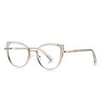 Textured Wingtip Cat Eye Blue Light Blocking Glasses in Gold & Clear Crystal