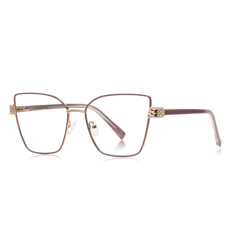 Diamond-Cut Hinge Butterfly Blue Light Blocking Glasses in Silver Grey with Gold Hardware