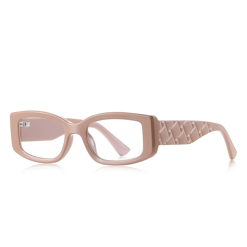 Woven Temple Rectangle Blue Light Blocking Glasses in Dusty Rose Mauve