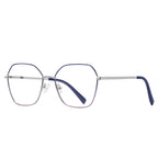 Enamel Rim Metal Butterfly Blue Light Blocking Glasses in Silver with Cobalt Blue Rim