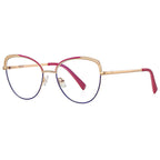 Beaded Brow Cat Eye Spring Hinge Blue Light Blocking Glasses in Berry Magenta and Navy Blue with Gold Frame