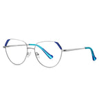 Studded Corner Geometric Spring Hinge Blue Light Glasses in Matte Black with Textured Coral Pink Brow Accents