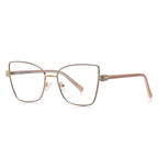 LENSVA Checkered Hinge Metal Butterfly Blue Light Glasses in Rose Gold & Pink