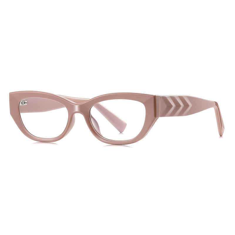 Chevron Temple Cat Eye Blue Light Blocking Glasses in Dusty Rose Pink