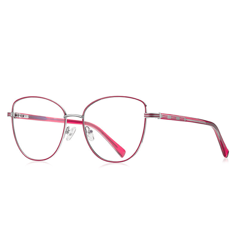 Slotted Temple Butterfly Spring Hinge Blue Light Blocking Glasses in Gold with Black Rims and Slotted Temples