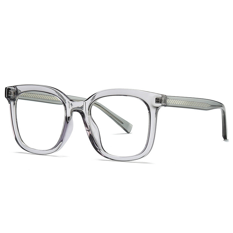 Textured Wire Core Square Blue Light Blocking Glasses in Smoke Grey