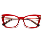 Dual Bar Cat Eye Blue Light Blocking Glasses in Crimson Red & Tortoise