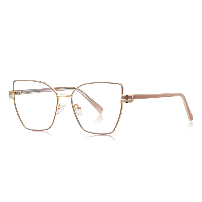 Geometric Metal Cat Eye Blue Light Blocking Glasses in Rose Gold &amp; Blush Pink