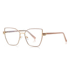 Geometric Metal Cat Eye Blue Light Blocking Glasses in Rose Gold &amp; Blush Pink
