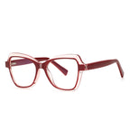 Layered Butterfly Blue Light Blocking Glasses in Burgundy Red & Clear