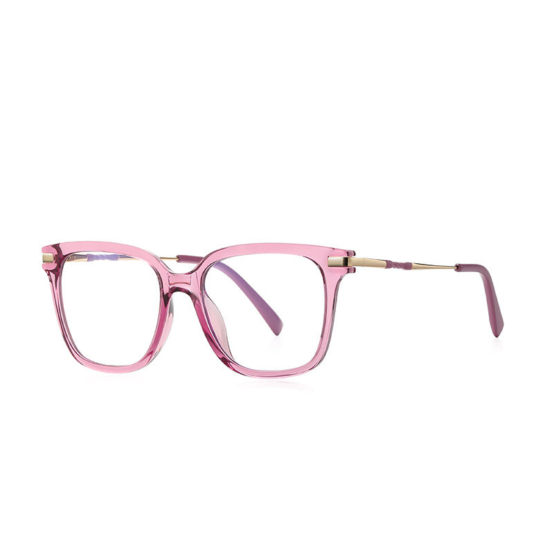 Twisted Temple Square Blue Light Blocking Glasses in Translucent Berry Pink