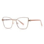 Bowtie Hinge Cat Eye Blue Light Blocking Glasses in Blush Pink and Rose Gold