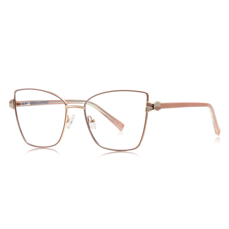 Bowtie Hinge Cat Eye Blue Light Blocking Glasses in Blush Pink and Rose Gold