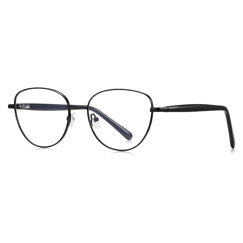 LENSVA Visible Spring Hinge Round Blue Light Glasses in Classic Black