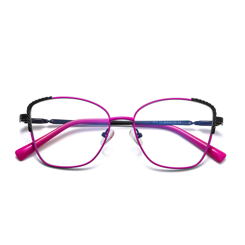 Twisted Rope Brow Butterfly Blue Light Blocking Glasses in Magenta Pink with Black Rope Brow