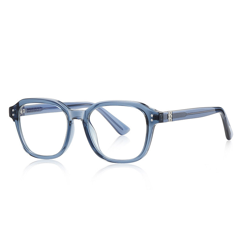 Double-Bar Hinge Square Blue Light Blocking Glasses in Translucent Blue