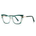 Tiered Hinge Cat Eye Blue Light Blocking Glasses in Emerald Green
